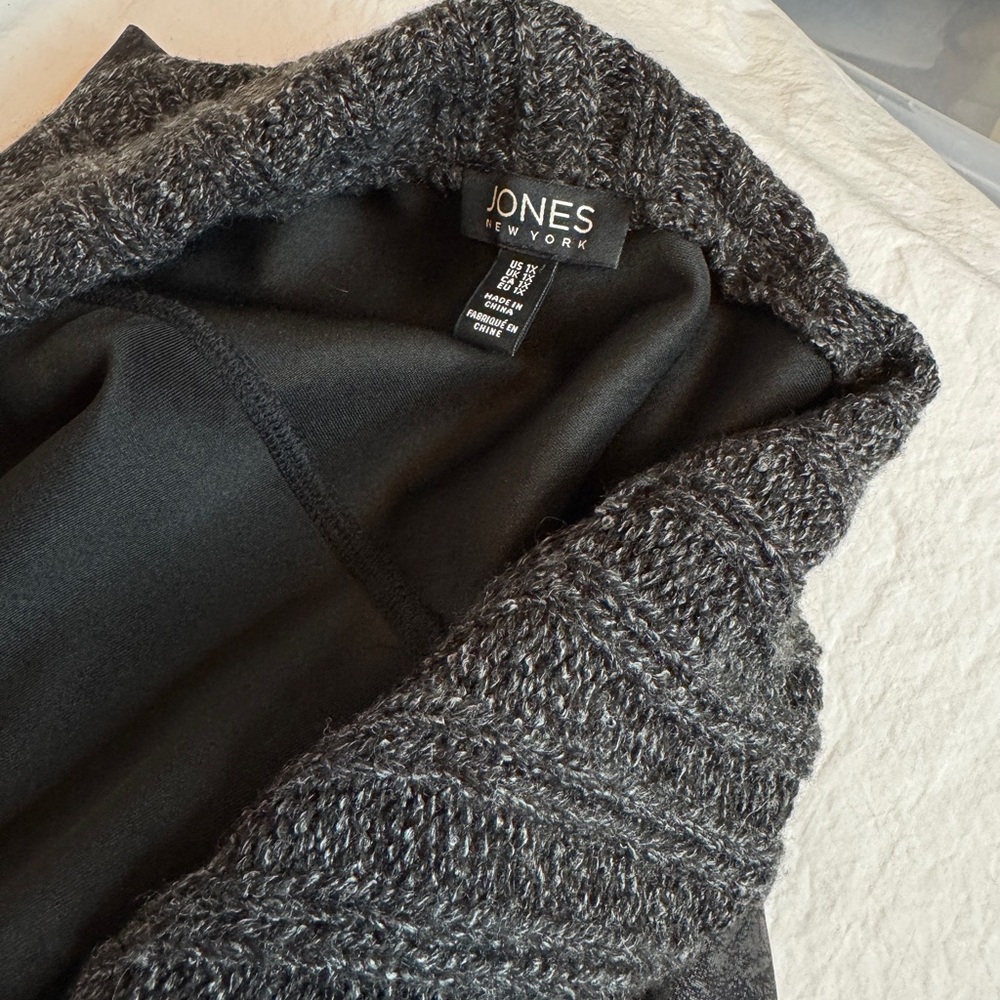 Jones New York Faux Leather Jacket with Knit Collar - Picture 4 of 6
